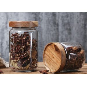 Buy cheap Decorative Sealable Glass Jars With Wooden Lid 400ml-1600ml Capacity from wholesalers