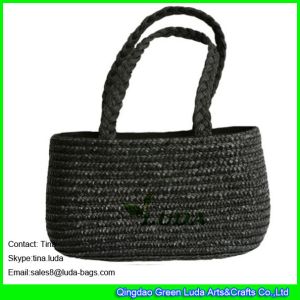 China LUDA black wheat straw bag handmade straw basket bag on sale