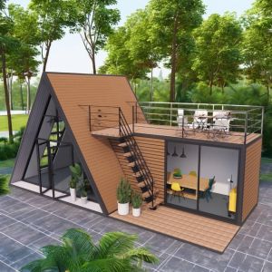 Buy cheap Aluminum Alloy Windows Luxury Modern A-Frame Low-rise Villa Heat-Insulated Modular Prefab Tiny Triangle House for Apartment from wholesalers