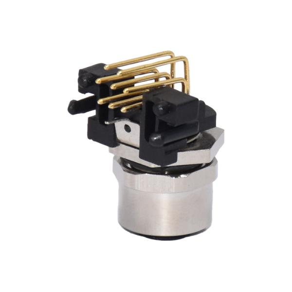 Quality Socket Pcb Panel Mount Connector M12 Waterproof Connector A Code 8 Pin Female 90 Degrees for sale