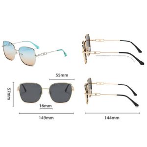 Buy cheap CE Square Ladies Metal Frame Sunglasses Flat Top Elastic 144mm from wholesalers