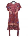 Buy cheap Viscose Floral Printed Slim Dresses With Crossover Neck And Belt Strap Fasten from wholesalers
