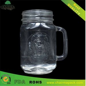 Buy cheap 450ml square Glass Mason Jar with Handle Glass Drinking Jar from wholesalers