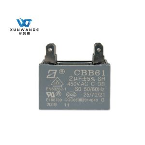 Buy cheap CBB61 450V 2.0uf Air Conditioner Run Capacitor C-Class RoHs Four Quick Connect Terminals from wholesalers