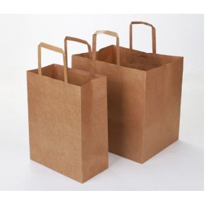 Buy cheap Waterproof 150gsm 21*30*10cm Flat Handle Paper Bags from wholesalers