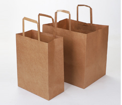Quality Waterproof 150gsm 21*30*10cm Flat Handle Paper Bags for sale