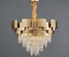 Titanium Gold Glass Chandelier Crystals Luxury Pendant Lights 6m2 To 25m2