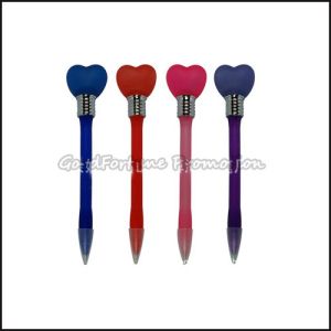 Buy cheap promotion printed logo heart shape ballpoint led flash light pen gift from wholesalers