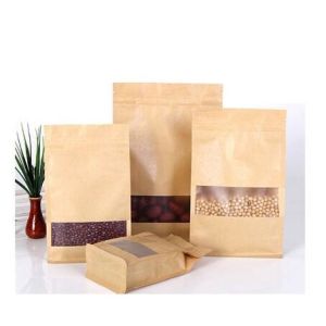 Buy cheap Stand Up Transparent Resealable food packaging kraft paper with window and k for Coffee Bean from wholesalers