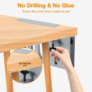 Buy cheap Grey Laptop Holder Desk Clamp-on Organizer Metal No Drill Vertical Office Desk Storage from wholesalers