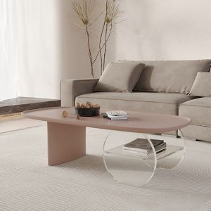Acrylic High Density Board Living Room Coffee Table Oval Shape Modern