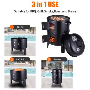 Buy cheap Easily Cleaned 3-Layer Metal Vertical Smoker Charcoal Grill for BBQ in Outdoor Garden from wholesalers