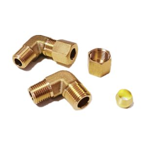 1/4 NPT Brass Compression Union 90 Degree Elbow Fitting