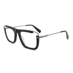 Buy cheap Unisex Square Acetate Metal Glasses Flat Top Big Eyeglass Frames from wholesalers