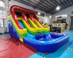 Buy cheap 0.55mm PVC Outdoor Inflatable Water Slides With Pool from wholesalers