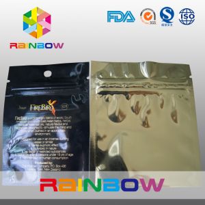 Flat three sides sealed mylar foil zipper with hange hole