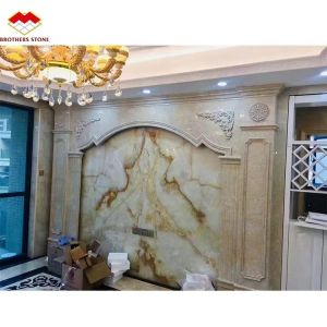 Buy cheap Cut-To-Size Polished Luxury Translucent White Onyx Marble Slab for Villa Wall Art Panel from wholesalers