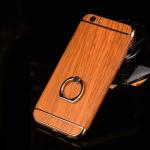 Buy cheap Hard PC Retro Wood Triple Plating Border Ring Buckle Bracket Cover Cell Phone Case Cover For iPhone 6 6s Plus from wholesalers