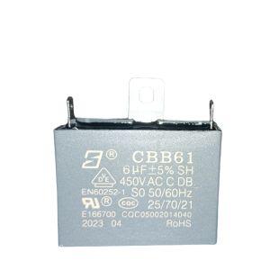 CBB61 Air Conditioner Fan Capacitor 450V 6.0uF ROHS S0 C-Class Two Qucik-Connect