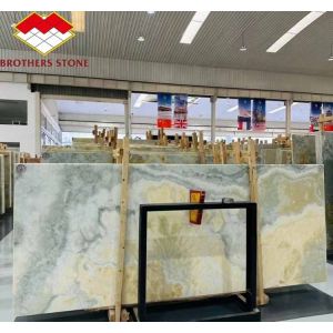 Buy cheap Modern Backlit Green Onyx Stone Slab 30mm Thickness for Graphic Living Room Jade Wall from wholesalers
