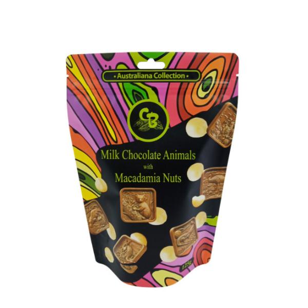 Quality Mylar Inner VMPET Stand Up Chocolate Packaging Bags Top Zipper Water Proof for sale