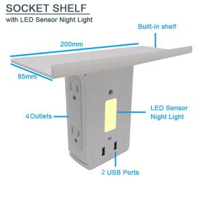 Buy cheap Wall Power Socket with Surge Protector ETL cETL Passed 4 Outlets 2USB Night Light from wholesalers