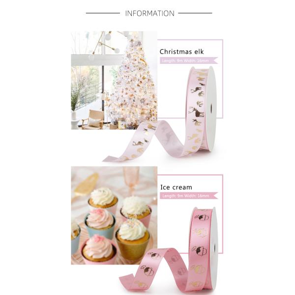 Present Packaging Ribbon Gold Christmas Glitter Bag Gift gliding Edge Technics Style custom ribbon printed ribbon