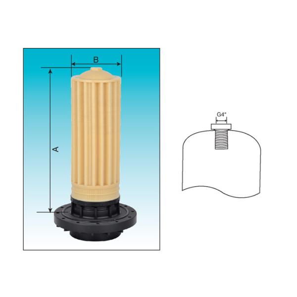 Top mount water softener tank stack diffuser for fuidized bed & mixed bed 4" / 6