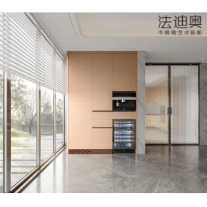 Buy cheap Fadior Stainless Steel Art Kitchen Cabinet - Beige Tone, Island Layout, Premium Hardware & Custom Storage from wholesalers