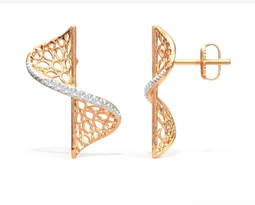 Quality 2024 Earring Set with Pave Setting Technology and Cubic Zirconia Swerve Twist Studs for sale