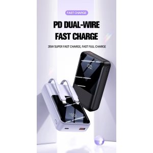 Buy cheap 2024 Hot Sale Mini Power Bank 20000mAh 35W Super Fast Charging Power Banks With LED Display Built in Double-Cable Power Bank from wholesalers