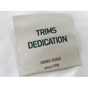 Buy cheap Cotton Thread Brocade Woven Clothing Labels Beige Background High Density from wholesalers