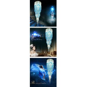 Buy cheap Modern Crystal Ceiling Chandelier For Living Room Lobby Luxury Long Staircase Blue Chandelier(WH-NC-99) from wholesalers