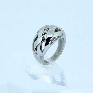 Buy cheap Fashion 316L Stainless Steel Casting Clay CZ Stones Ring LRX450 from wholesalers