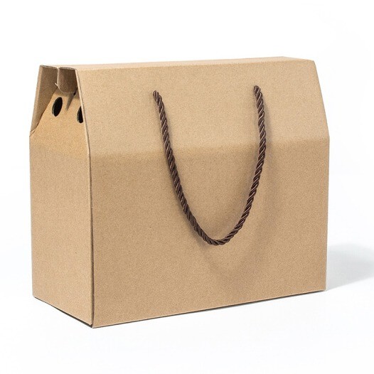 Quality Portable Corrugated Bulk Craft Paper Bags Merchandise Food Fruit Packaging Box for sale
