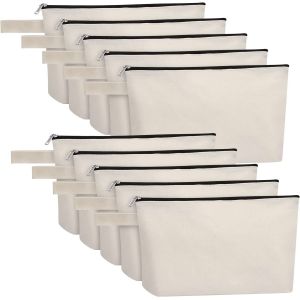 Buy cheap Cotton Canvas Makeup Bag with Bottom, Multi-Purpose Cosmetic Bag with Zipper from wholesalers