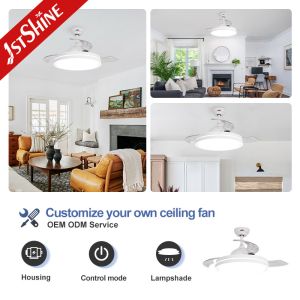 Buy cheap 42 Inch Satin Nickel LED Ceiling Fan with Folding Blades and Retractable Light Source from wholesalers