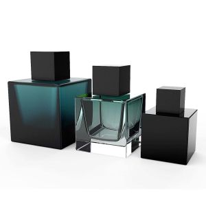 Buy cheap Square Transparent Perfume Bottle Glass Empty With Lid 100ml 50ml from wholesalers