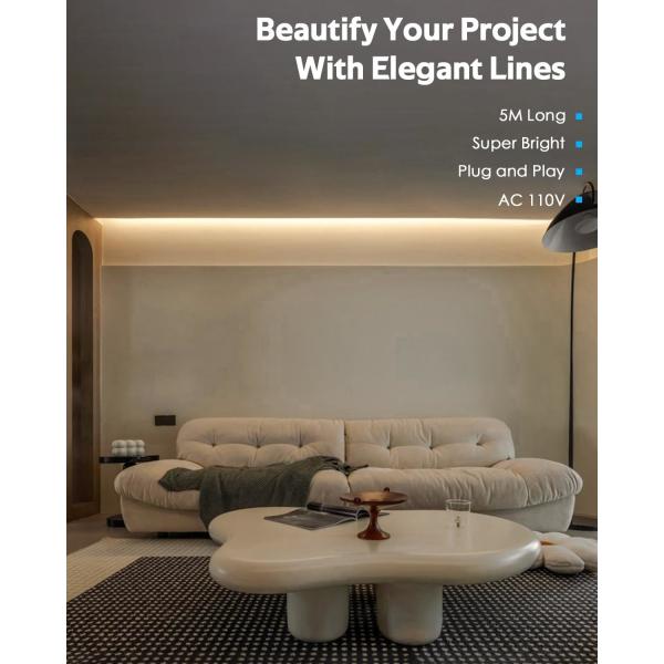 Addressable LED Strip Lights Warm White Concave Lens 24.9FT IP65 Waterproof For Outdoor Decoration