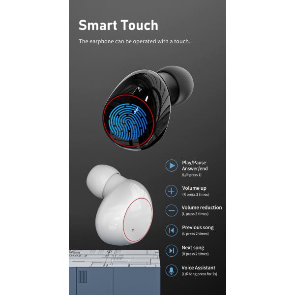 Low-Latency TWS Headset 15H Playing Time 10-15m Working Distance 1-2 Hours Charging Time