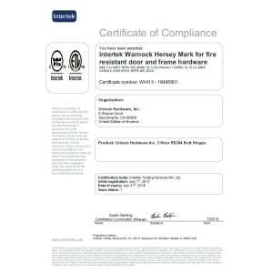 Unity Hardware Ltd. Certifications