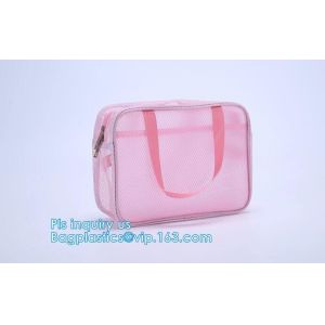multi-purpose washable portable breathable 3 pcs polyester mesh travel cosmetic