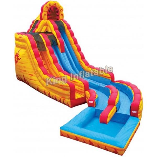 20 Feet Big Yellow / Blue Fire & Ice Wet Dry Inflatable Water Slide For Water