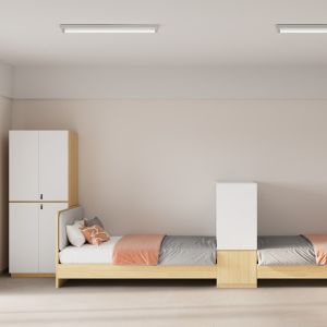 Buy cheap Support customization Practical And Secluded Apartment Bed With Comfortable Leather Backrest And Shelf Dividers from wholesalers