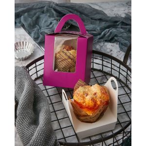 Buy cheap 2.5 Inches Tall Custom Logo Transparent Plastic Cup Cake Box with Window Insert and Handle from wholesalers