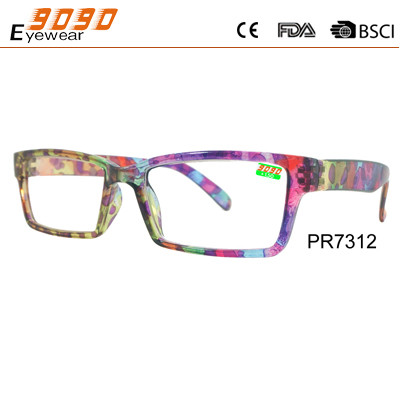 Classic culling rectangle reading glasses with PC frame , plastic hinge,