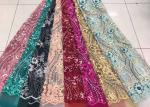Buy cheap Embroidered Sequin Lace Fabric , Floral Tulle Fabric For Fashion Party Gown Dress from wholesalers