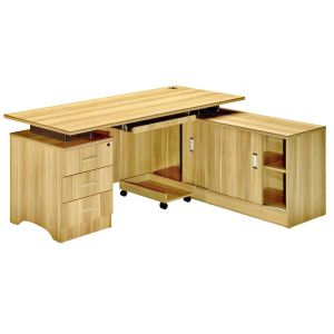 Small Size Melamine Office Furniture L Shape Structure With Side Return Desk