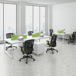 Buy cheap White 4 Way Wooden Office Staff Table 1600mm Pc Workstation Desk With MDF Board from wholesalers