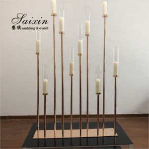 Buy cheap 10 Arms Plated Gold Candelabra Candle Holder Standing Chandelier 1m Base 180cm from wholesalers